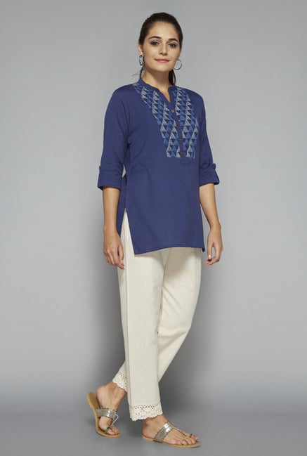 Utsa by Westside Navy Embroidered Kurti Utsa by Westside Navy Embroidered Kurti