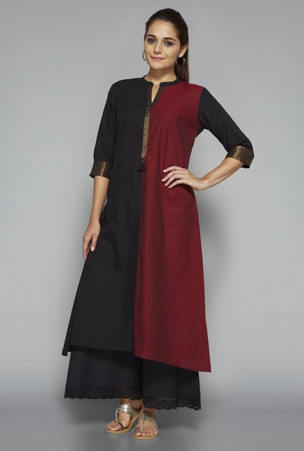 Utsa by Westside Black & Maroon Solid Kurta Utsa by Westside Black & Maroon Solid Kurta