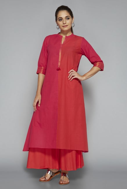 Utsa by Westside Pink & Coral Solid Kurta Utsa by Westside Pink & Coral Solid Kurta
