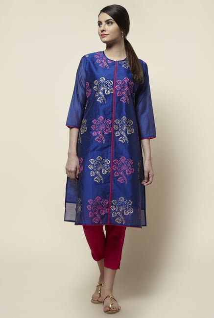 Zudio Blue Block Print Kurta Zudio Blue Block Print Kurta