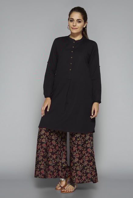 Utsa by Westside Black Floral Print Roshni Palazzo Utsa by Westside Black Floral Print Roshni Palazzo