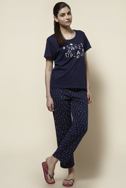 Zudio Navy Printed Pyjama Set Zudio Navy Printed Pyjama Set
