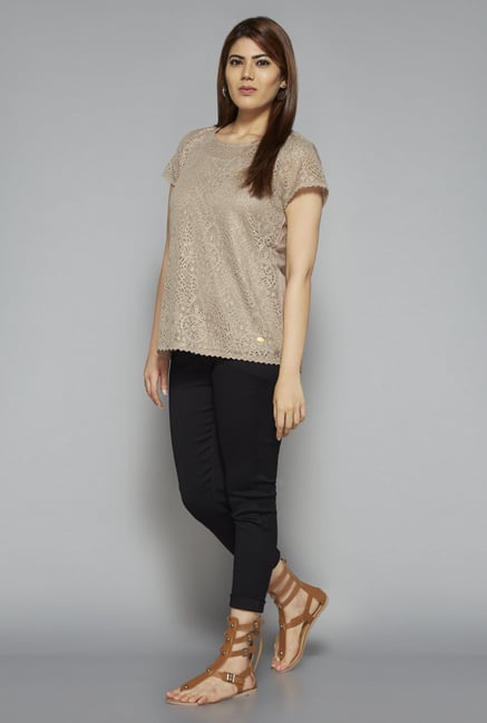 Gia by Westside Abigail Beige Lace Blouse Gia by Westside Abigail Beige Lace Blouse