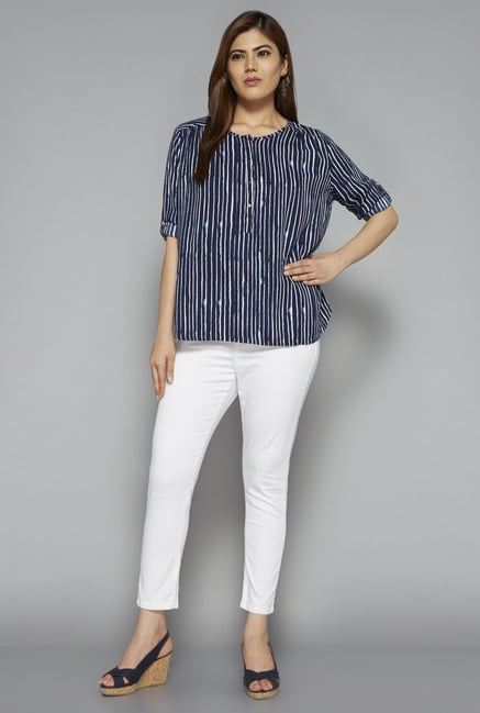 Gia by Westside Navy Eve Blouse Gia by Westside Navy Eve Blouse