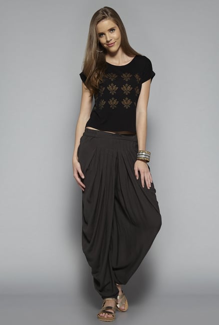 Bombay Paisley by Westside Black Solid Dhoti Pant Bombay Paisley by Westside Black Solid Dhoti Pant