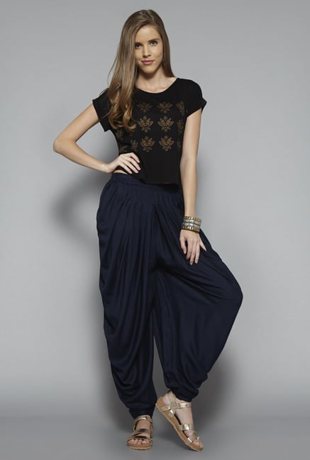 Bombay Paisley by Westside Navy Solid Dhoti Pant Bombay Paisley by Westside Navy Solid Dhoti Pant