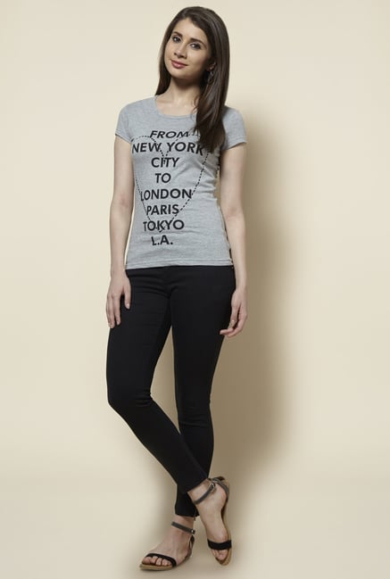 Zudio Grey Printed T Shirt Zudio Grey Printed T Shirt