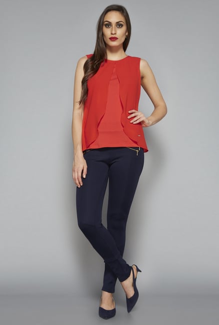 Wardrobe by Westside Red Flounce Top Wardrobe by Westside Red Flounce Top