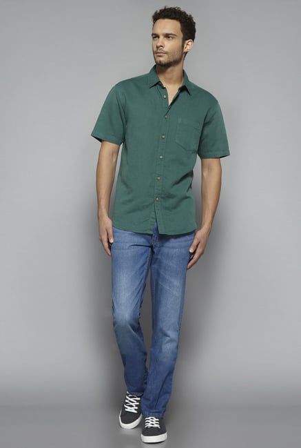 Westsport by Westside Green Solid Shirt Westsport by Westside Green Solid Shirt