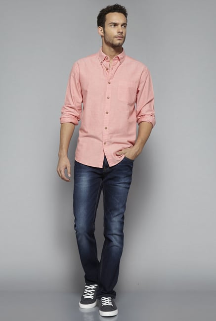 Westsport by Westside Peach Solid Shirt Westsport by Westside Peach Solid Shirt