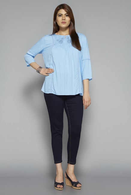 Gia by Westside Blue Ella Blouse Gia by Westside Blue Ella Blouse