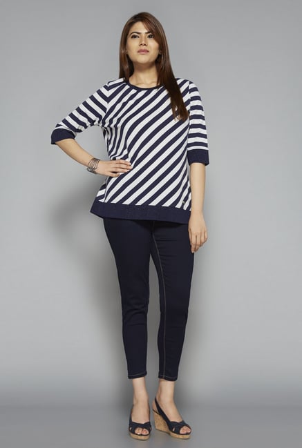 Gia by Westside Navy Striped Top Gia by Westside Navy Striped Top