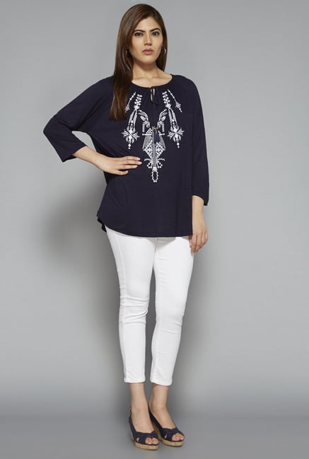 Gia by Westside Navy Ashley Blouse Gia by Westside Navy Ashley Blouse
