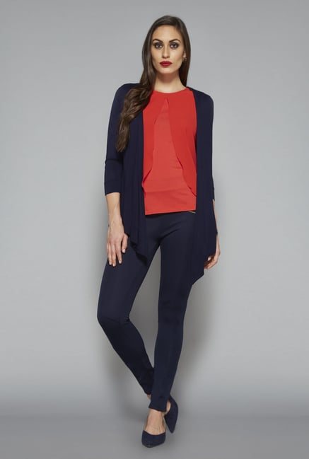Wardrobe by Westside Navy Solid Topaz Shrug Wardrobe by Westside Navy Solid Topaz Shrug
