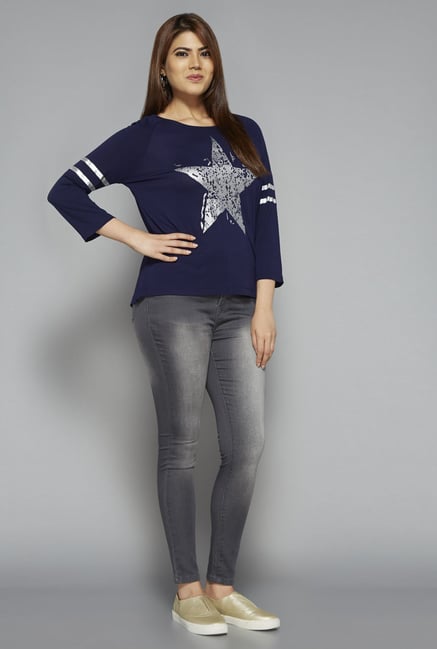 Gia by Westside Grey Heavily Washed Jeans Gia by Westside Grey Heavily Washed Jeans
