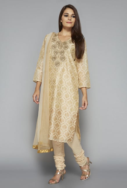 Vark by Westside Beige Printed Suit Set Vark by Westside Beige Printed Suit Set