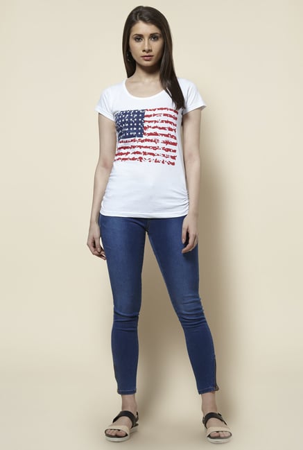 Zudio White Printed T Shirt Zudio White Printed T Shirt