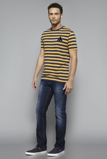 Westsport by Westside Yellow Striped T Shirt Westsport by Westside Yellow Striped T Shirt