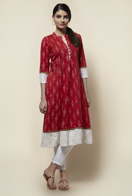 Zudio Red Printed Kurta Zudio Red Printed Kurta