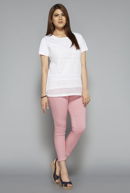 Gia by Westside White Lace T Shirt Gia by Westside White Lace T Shirt