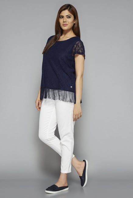 Sassy Soda by Westside Navy Fringe Lace Blouse Sassy Soda by Westside Navy Fringe Lace Blouse