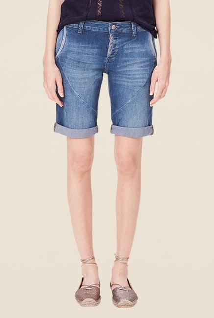s.Oliver Blue Solid Shorts s.Oliver Blue Solid Shorts
