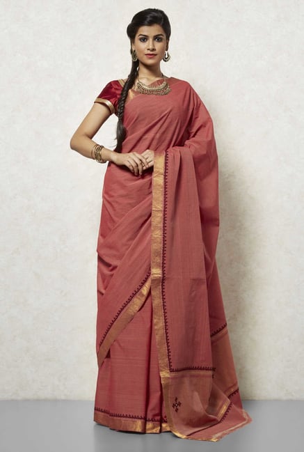 Okhai Pink Mangalgiri Cotton Saree Okhai Pink Mangalgiri Cotton Saree
