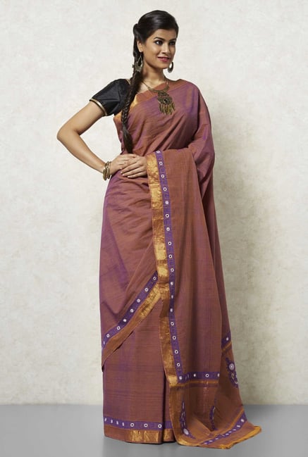 Okhai Copper & Blue Embroidered Saree Okhai Copper & Blue Embroidered Saree