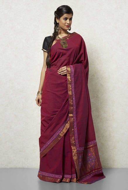 Okhai Purple Mangalgiri Cotton Saree Okhai Purple Mangalgiri Cotton Saree