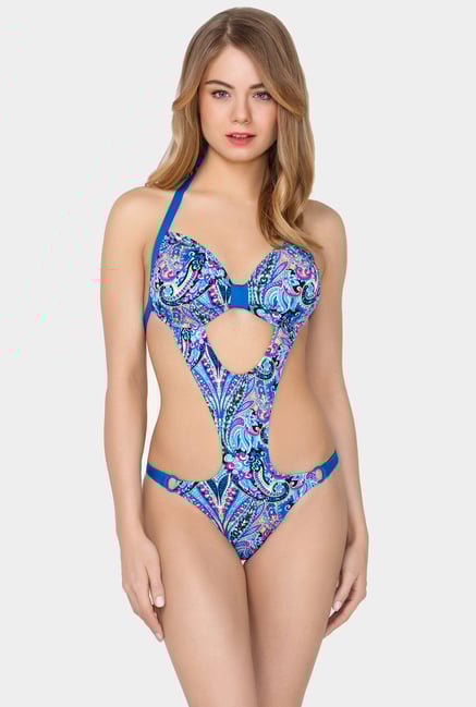 Infinity Lingerie Blue Printed Malabar Swimsuit Infinity Lingerie Blue Printed Malabar Swimsuit