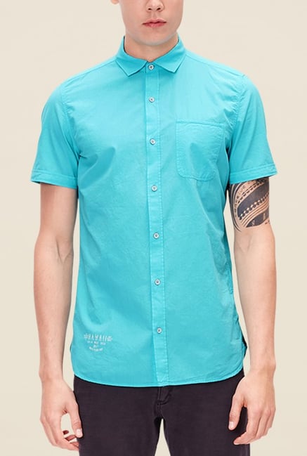 s.Oliver Turquoise Solid Shirt s.Oliver Turquoise Solid Shirt