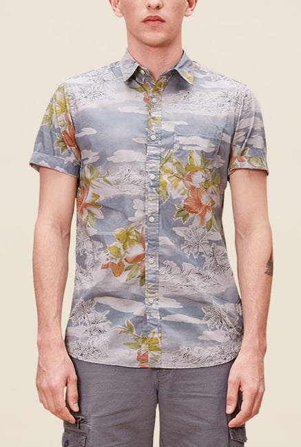 s.Oliver Blue Floral Print Shirt s.Oliver Blue Floral Print Shirt