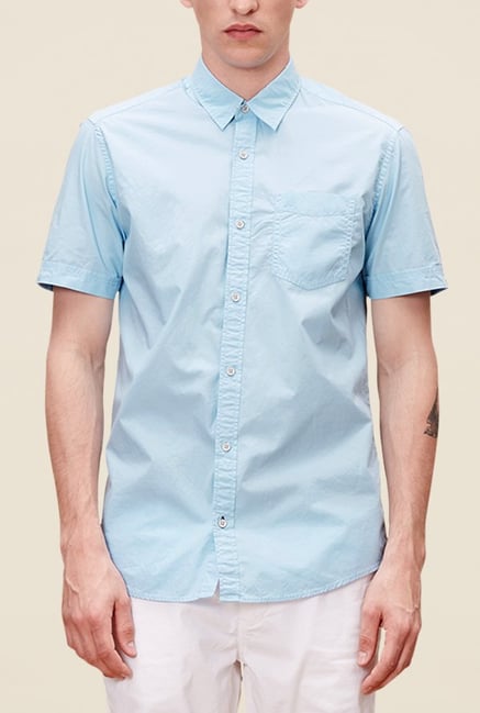 s.Oliver Blue Solid Shirt s.Oliver Blue Solid Shirt