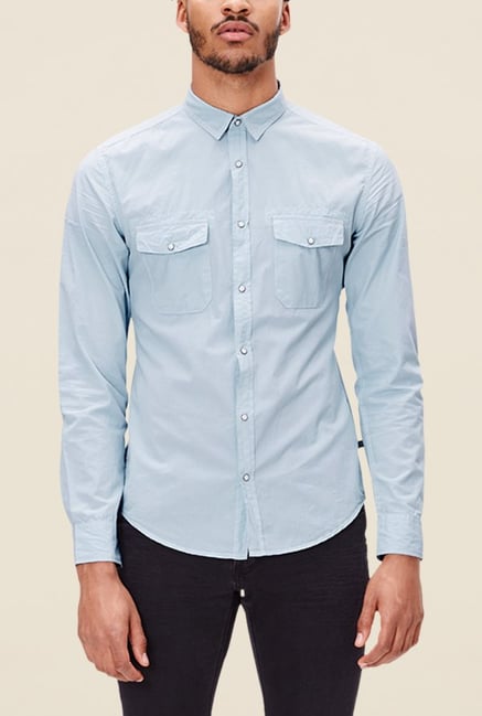 s.Oliver Sky Blue Solid Shirt s.Oliver Sky Blue Solid Shirt