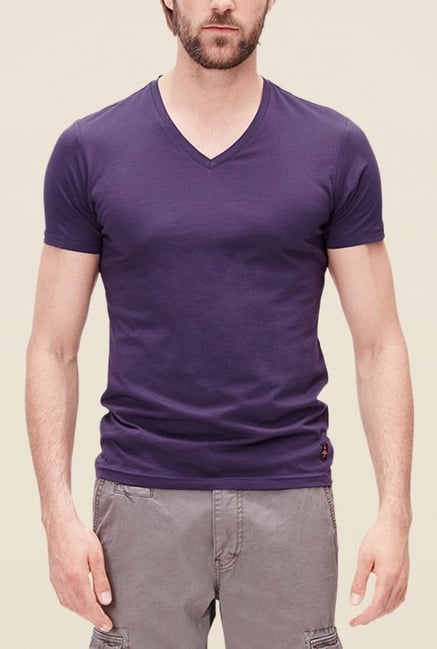s.Oliver Purple Solid Short Sleeve T Shirt s.Oliver Purple Solid Short Sleeve T Shirt