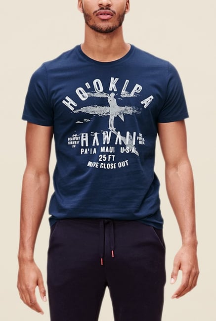 s.Oliver Navy Printed Cotton T Shirt s.Oliver Navy Printed Cotton T Shirt