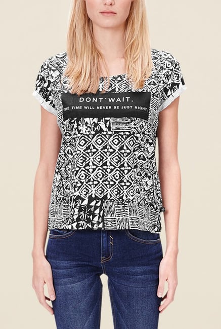 s.Oliver Black Printed Top s.Oliver Black Printed Top