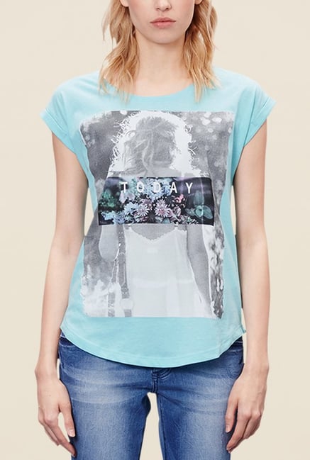 s.Oliver Turquoise Printed T Shirt s.Oliver Turquoise Printed T Shirt