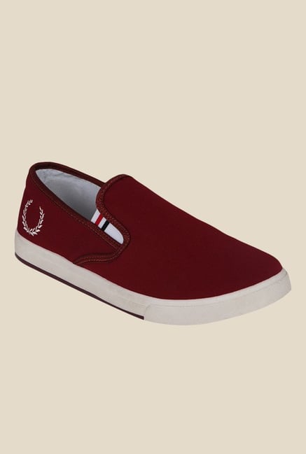 Kielz Maroon & White Plimsolls Kielz Maroon & White Plimsolls