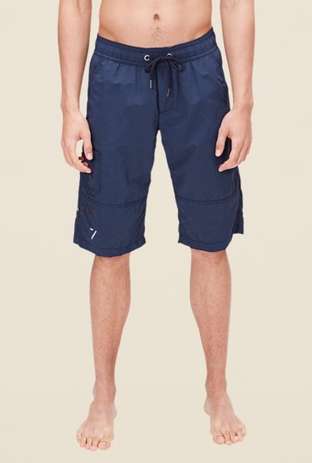 s.Oliver Navy Solid Regular Fit Shorts s.Oliver Navy Solid Regular Fit Shorts