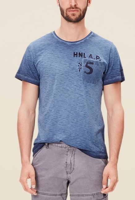 s.Oliver Blue Printed Cotton T Shirt s.Oliver Blue Printed Cotton T Shirt