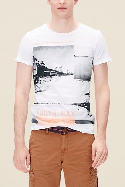 s.Oliver White Printed Short Sleeve T Shirt s.Oliver White Printed Short Sleeve T Shirt
