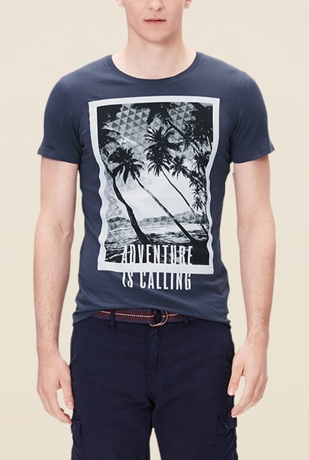 s.Oliver Navy Printed T Shirt s.Oliver Navy Printed T Shirt