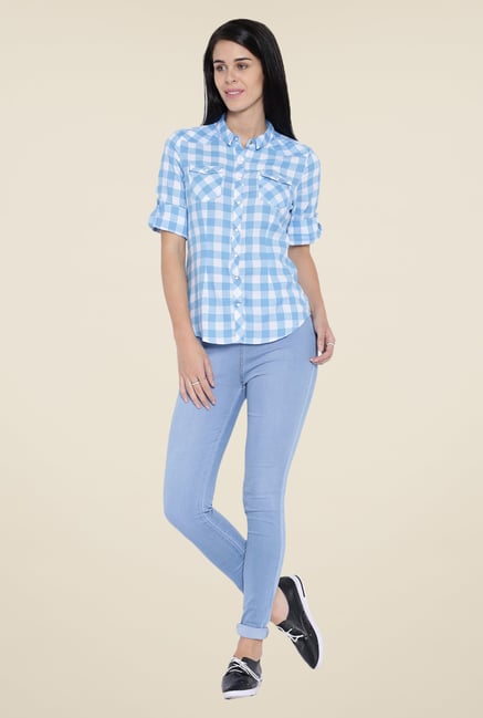 Kraus Sky Blue Checks Shirt Kraus Sky Blue Checks Shirt