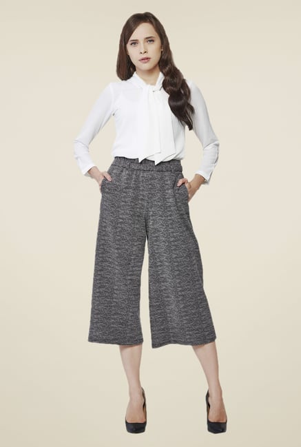 AND Black Textured Culottes AND Black Textured Culottes
