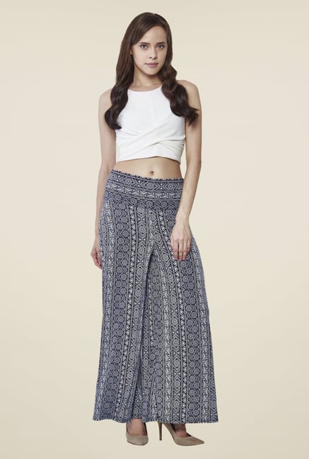 AND Blue Printed Palazzos AND Blue Printed Palazzos