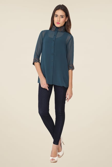 Soie Teal Solid Top Soie Teal Solid Top