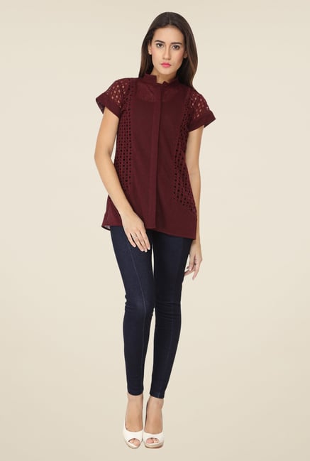 Soie Maroon Lace Top Soie Maroon Lace Top