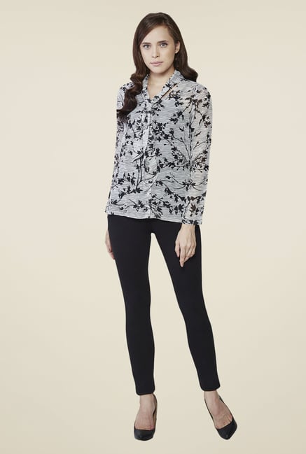 AND Grey Floral Print Top AND Grey Floral Print Top