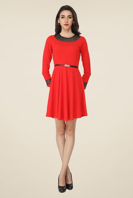 Soie Red Solid Dress Soie Red Solid Dress